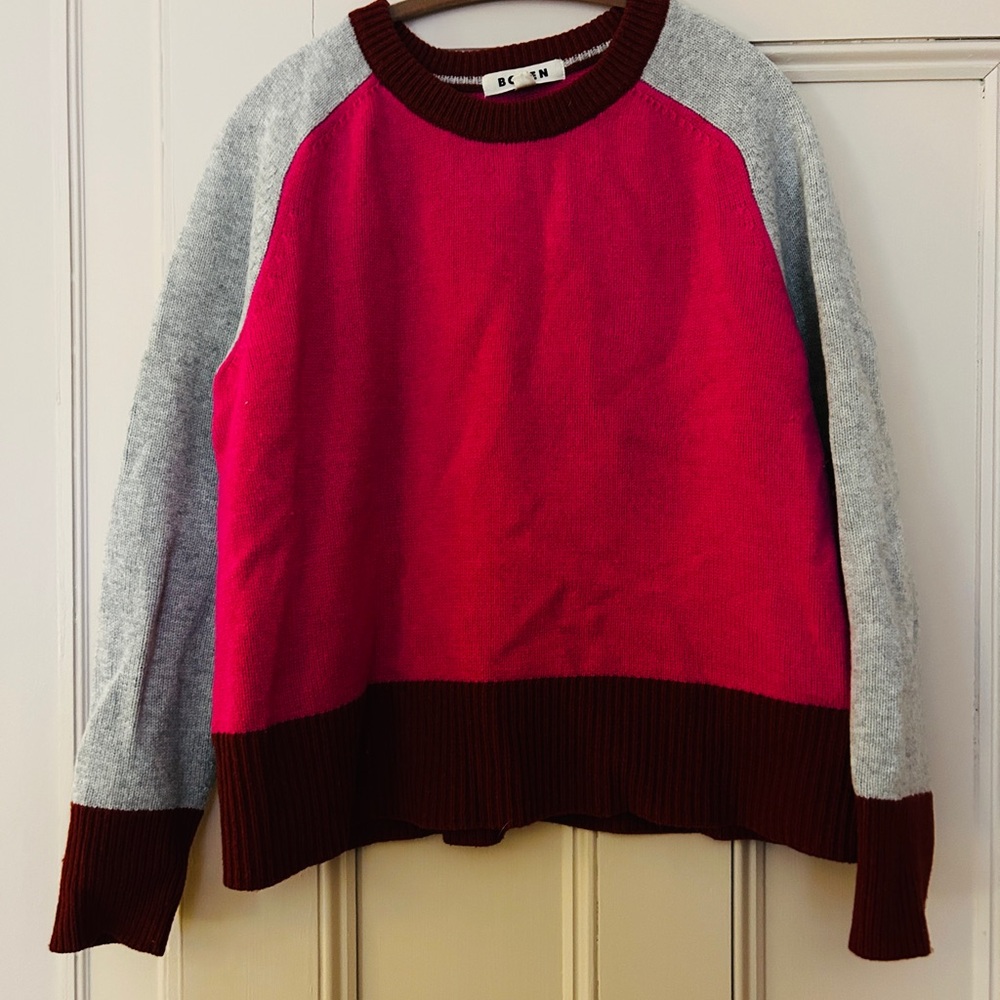 Boden Pink and Gray Crew Neck Sweater